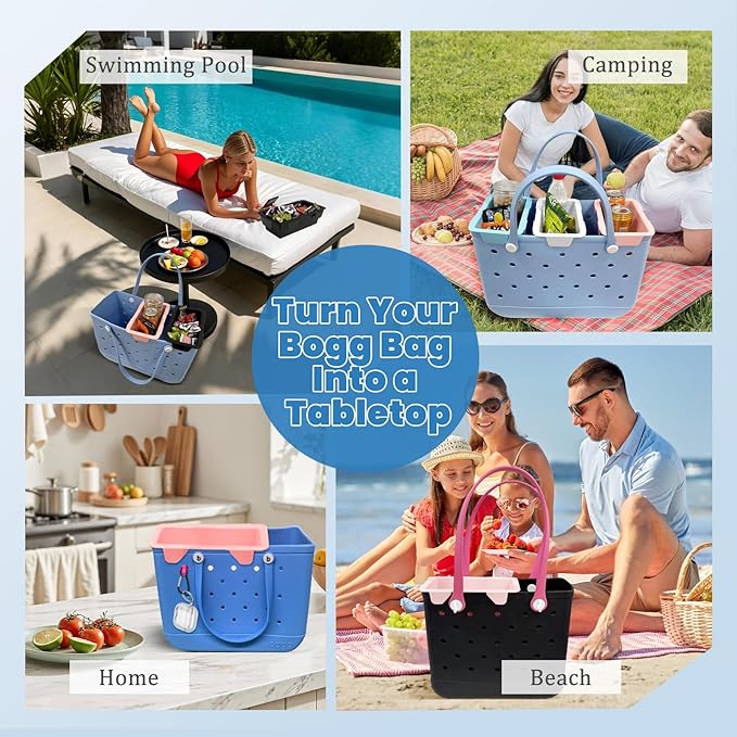 Upgraded Snack Topper Tray for Bogg Bag, Lightweight Organizer Accessories, Fits Large/Medium (Baby) / Small (Bitty) Bogg Bags, with 2 Multifunctional Insert Carabiners, Blue