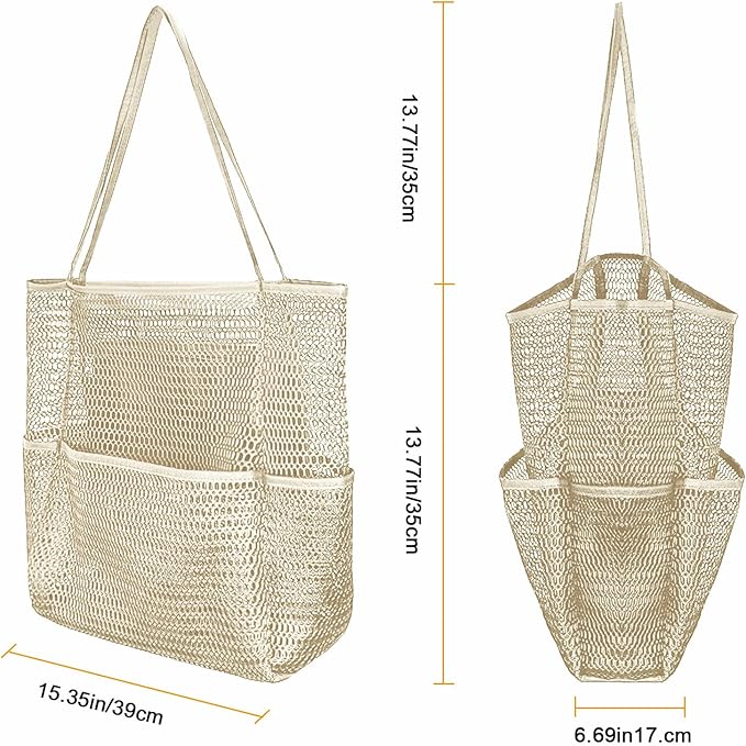 Mesh Beach Tote Bags for Women Sandproof Large Shoulder Pool Swimming Bag Summer Vacation Essentials Inner Pocket