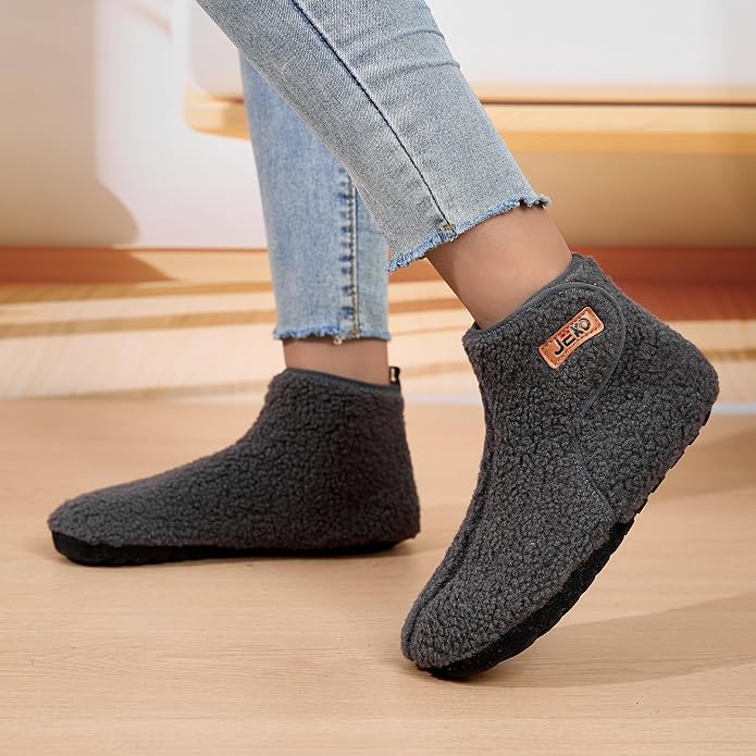 UUBARIS Bootie Slippers for Women Men Furry Warm House Sock Shoes For Indoor Outdoor Travel