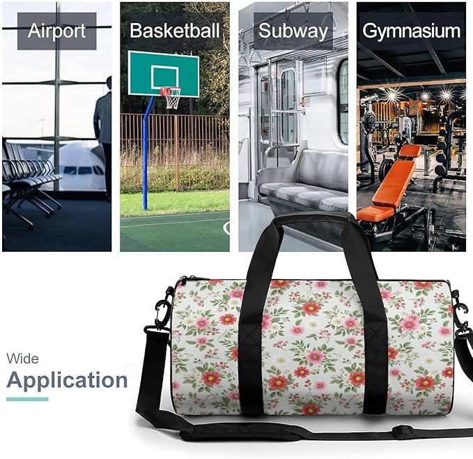 Lightweight Travel Sports Carry On Bag Wildflowers Botanical Floral Basketball Football Weekender Bag Sport Gym Fitness Tote