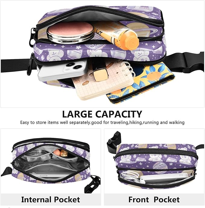 Kawaii Teddy Bear Universe Fanny Pack for Women Men Water Resistant Fashion Waist Packs with Adjustable Strap Belt Bag for Travel Workout Jogging Hiking 21219109