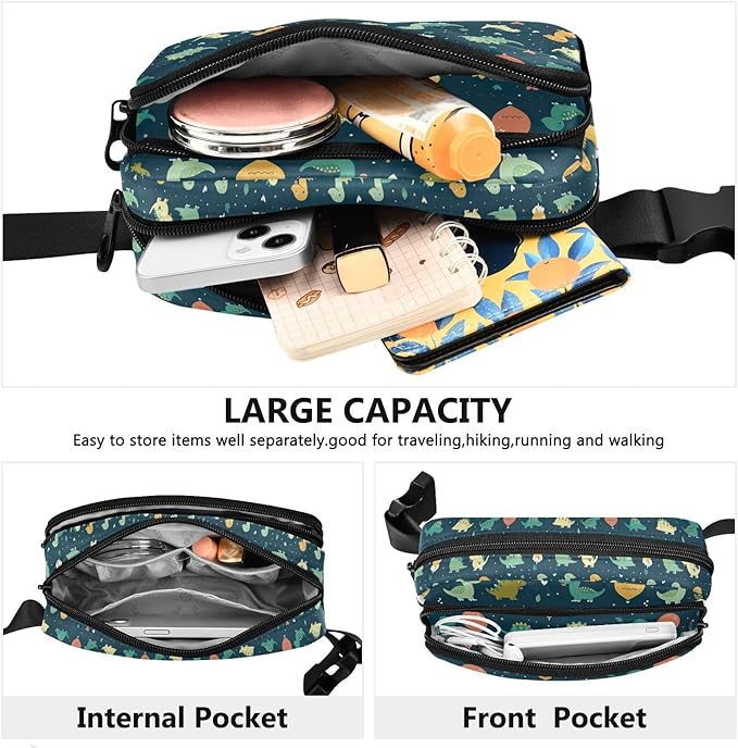 Cute Dinosaurs Fanny Pack for Women Men Water Resistant Fashion Waist Packs with Adjustable Strap Belt Bag for Travel Workout Jogging Hiking 21219796