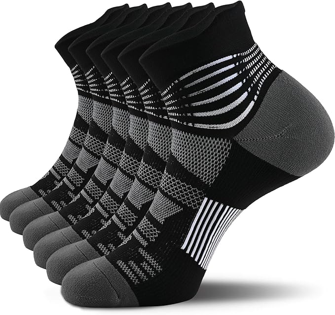 IRAMY Compression Ankle Support Socks Coolmax Wicking Cushioned Athletic Plantar Fasciitis Relief Men Women 2/3/4 Pairs