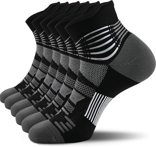 IRAMY Compression Ankle Support Socks Coolmax Wicking Cushioned Athletic Plantar Fasciitis Relief Men Women 2/3/4 Pairs