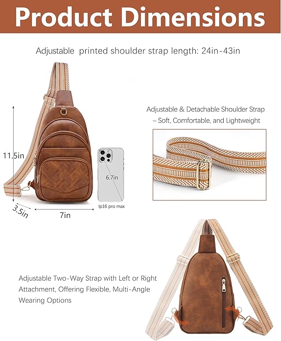 Anti Theft Crossbody Bags for Women, RFID Vegan Leather Sling Purse, Travel Chest Bag & Fanny Pack