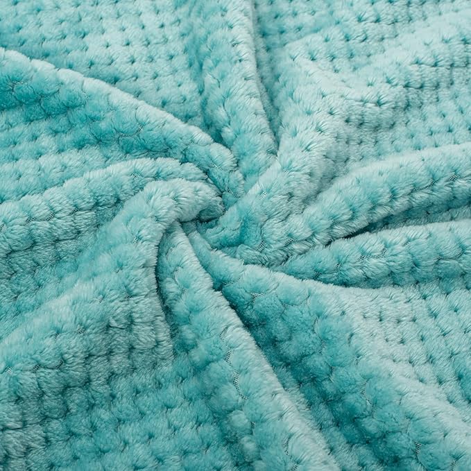 Fuzzy Blanket or Fluffy Blanket for Baby, Soft Warm Cozy Coral Fleece Toddler, Infant or Newborn Receiving Blanket for Crib, Stroller, Travel, Decorative, 30”×40”, Ice Blue+Blue Bell