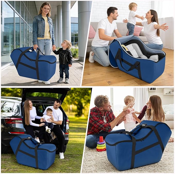 Padded Car Seat Bag Compatible with most Nuna Pipa car seats, UPPAbaby MESA V2 without Base & Chicco KeyFit 30 and base, Car Seat Travel Bag for airplanes