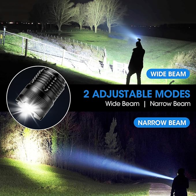 Flashlights Rechargeable LED High Lumens - 4 Pack 90,000LM Super Bright Flashlight, Adjustable Powerful Flash Light with 5 Modes, Waterproof Handheld Flashlight for Home, Camping