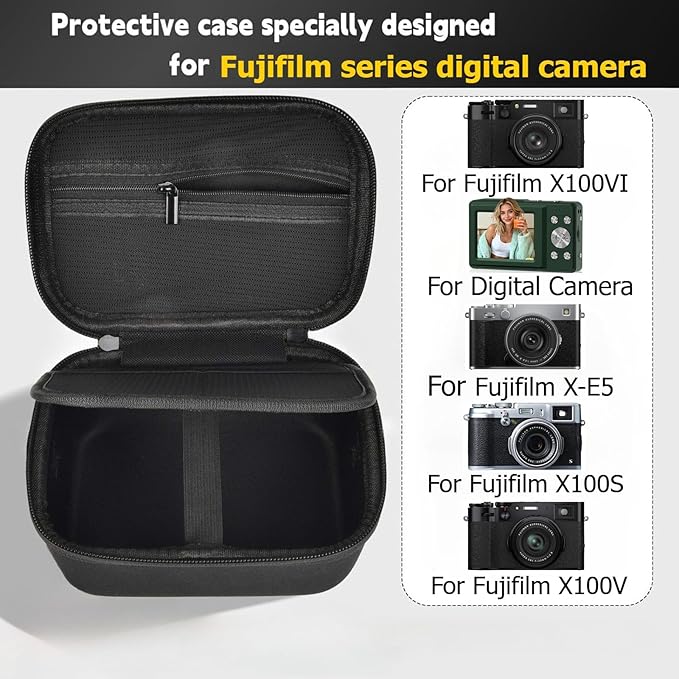GWCASE Digital Camera Case Compatible with Fujifilm X100VI X100V X100F X100S X-E5, Portable Travel Carrying Bag Fits Camera with Strap & Protective Cover, 6mm Thickened EVA Protective Shell,Case Only