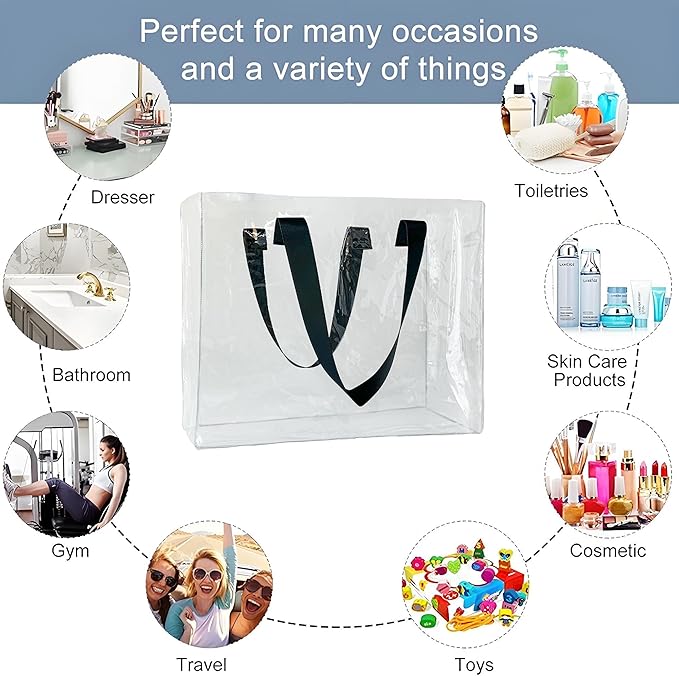 Holographic PVC Beach Bag Waterproof - 18×13×6inch Large Clear Tote for Women Men Pool Travel Sandproof Carry All