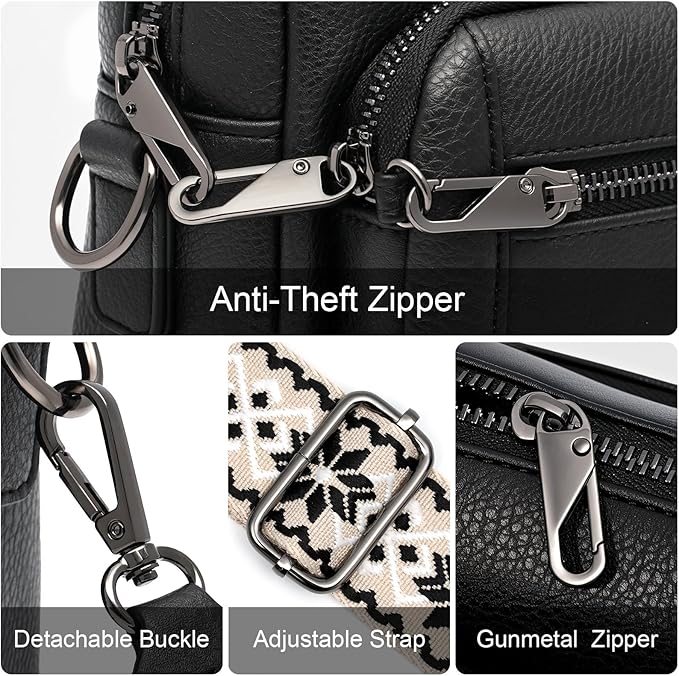 Small Leather Crossbody Bags for Women Anti theft Purses and Handbag Shoulder Hangbag with Wide Strap Tassel