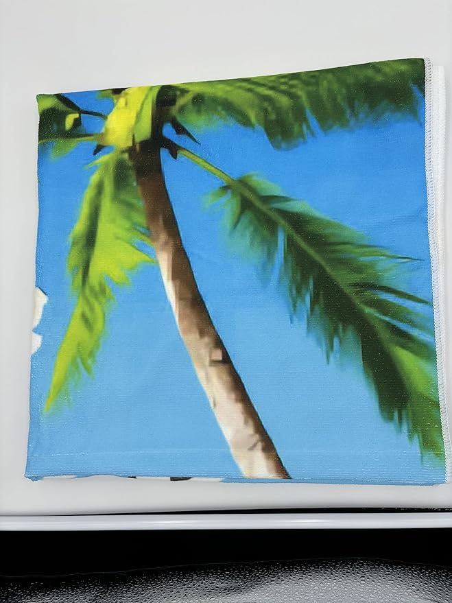 ANNPER Sunbeam Quick-Dry Beach Towel – Compact & Lightweight (55x28 in, 140x90 cm) with Vibrant Tropical Palm Print. Perfect for Travel, Pool, or Beach – Fast Drying & Easy Packing!