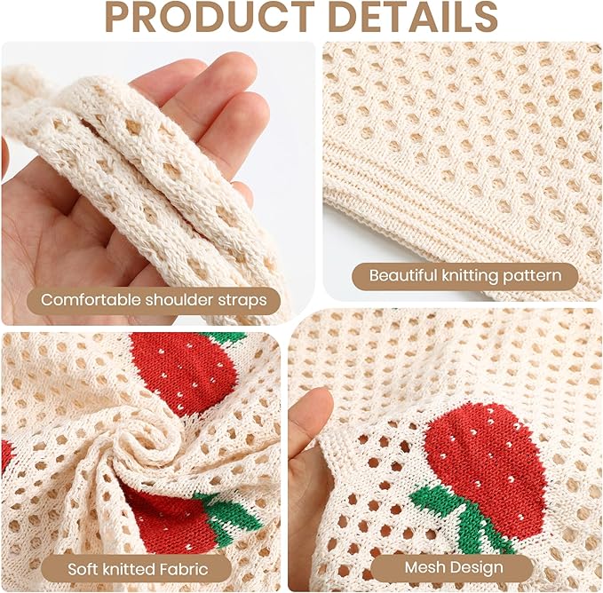 SUOSDEY Crochet Mesh Beach Tote Bag, Knit Summer Vacation Aesthetic Boho Tote Bag for Women