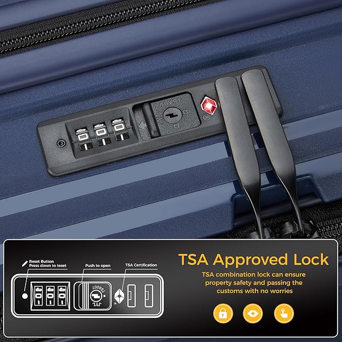 20“ Expandable Carry on Luggage Front Opening, 22x14x9 Airline Approved Hardshell Spinner Carry-on Suitcase with Wheels, TSA Lock, Lightweight Travel Luggage (Dark Blue, 20 inch)