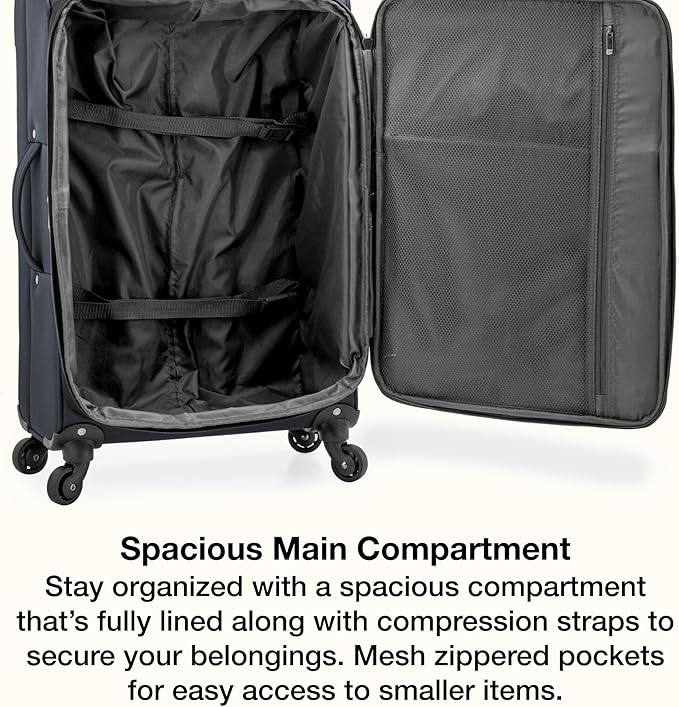 U.S. Traveler Anzio Softside Expandable Luggage with Spinner Wheels, Dark Grey, 2-Piece Set (22/30)