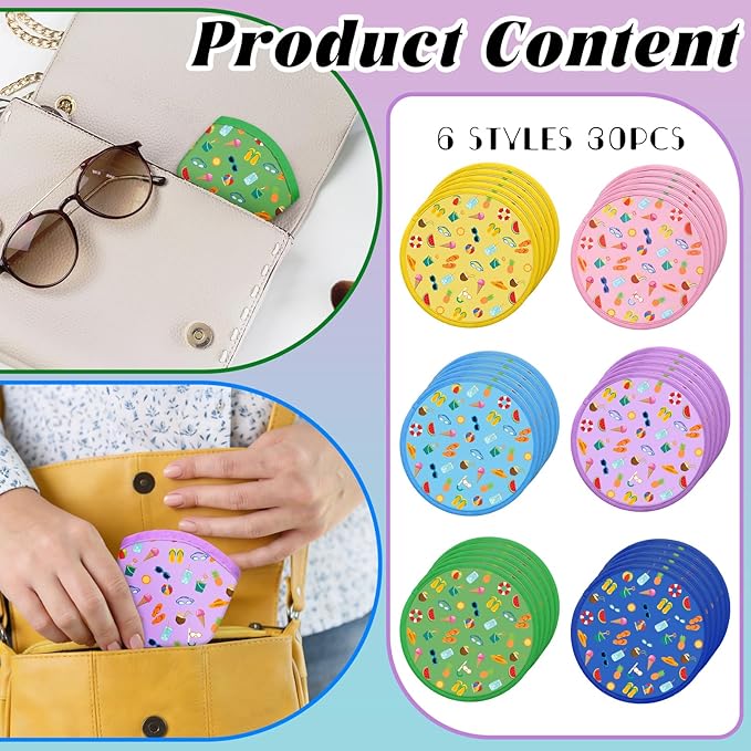 Amyhill 30 Pcs Summer Beach Foldable Flying Disc Fans with Bags Summer Beach Pool Birthday Party Favors 9.8'' DIY Cooling Fan Colorful Goody Stuffers End of The Year Gifts from Teacher