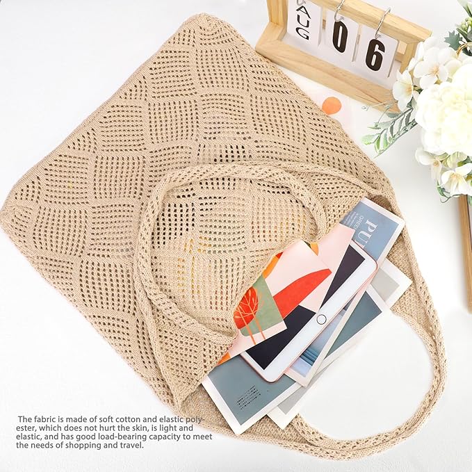 hatisan Crochet Bags for Women - Summer Beach Tote, Aesthetic Hippie Knit Bag