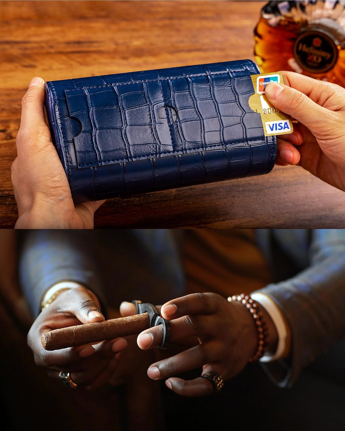 MR.OKAY 2 Watch Travel Case- Classic Leather Watch Case With Superb Texture.(Portable Watch Roll Or Organizer For Storage And Display).Festival Gift For Men, All Handcrafted By Artisans.