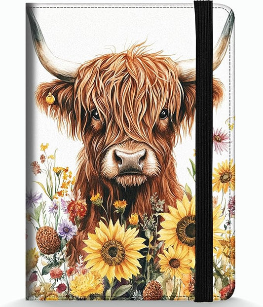 Passport Holder Wallet Cover Case,RFID Blocking Passport Cover,Large Capacity Travel Wallet with Multi Card Slots (Sunflower Highland Cattle)