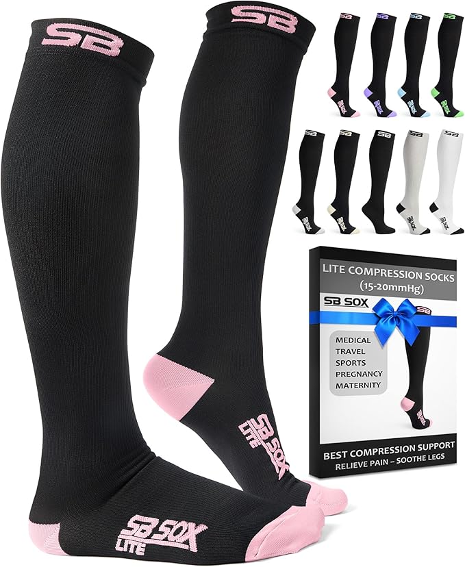 SB SOX Lite Compression Socks for Men & Women (15-20mmHg) – Best Compression Socks for Travel, Sports, and Daily Wear - XXL Sizes too!