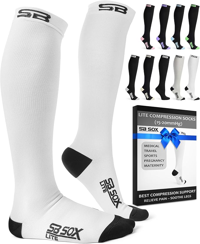 SB SOX Lite Compression Socks for Men & Women (15-20mmHg) – Best Compression Socks for Travel, Sports, and Daily Wear - XXL Sizes too!