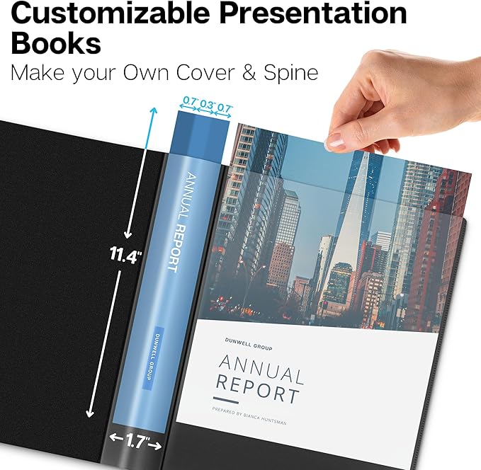 Dunwell Presentation Binder 12-Pocket, Displays 24 Pages, 8.5x11 Portfolio Binder with Plastic Sleeves, Storage and Organizer for Documents, Certificates, Projects, Photos (12 Pack, Black)