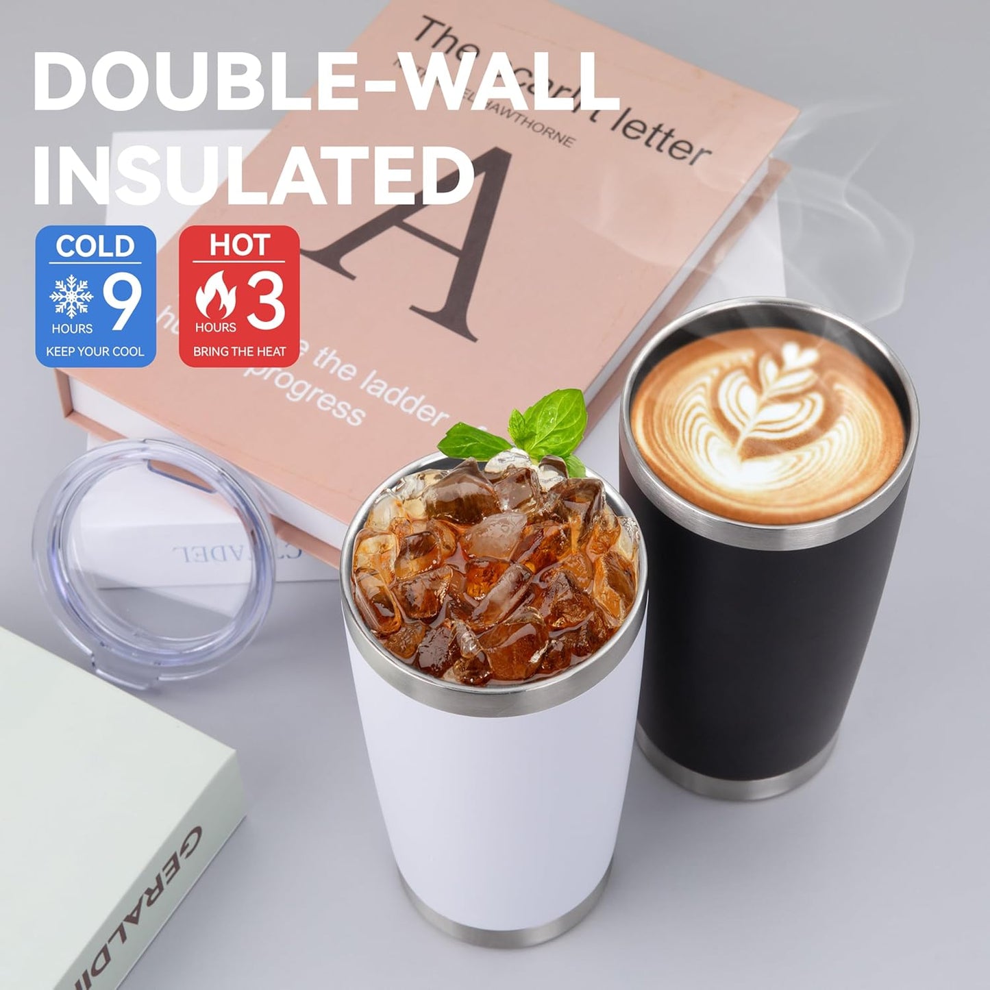 HASLE OUTFITTERS 20oz Stainless Steel Tumblers Bulk, Insulated Travel Cup with Lid, Double Wall Vacuum Coffee Mug for Cold & Hot Drinks 8 Pack, Royal Blue