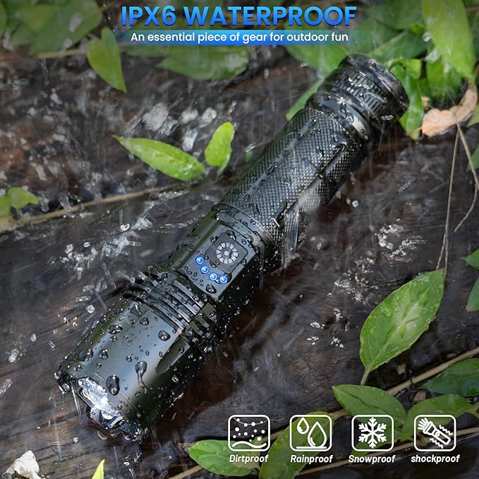 Rechargeable Flashlights 3 Pack - 990,000 Lumens Super Bright LED Flash Light with Fast Charging, IPX7 Waterproof, 5 Modes for Camping & Home