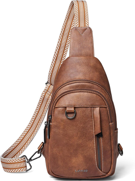 7L Sling Bag for Women Men Leather Small Sling Backpack Daypack Anti Theft Fanny Pack Crossbody Purse Travel