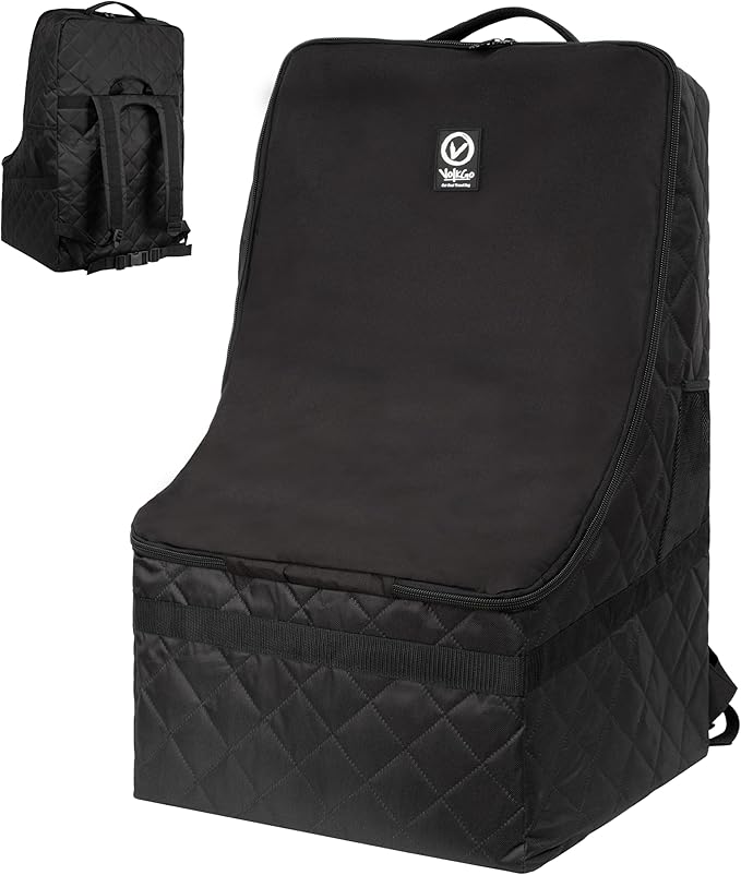 V VOLKGO Extra Padded Car Seat Travel Bag for Airplane, Heavy Duty Car Seat Bags for Air Travel Large Durable Carseat Carrier Bag, Airport Gate Check Bag with Padded Shoulder Strap