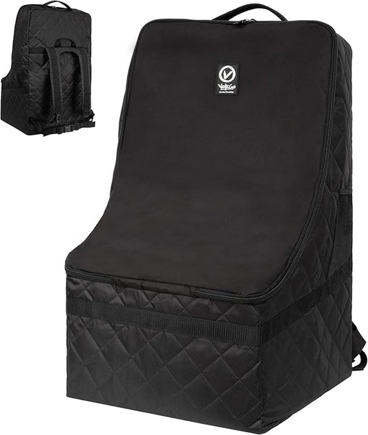 V VOLKGO Extra Padded Car Seat Travel Bag for Airplane, Heavy Duty Car Seat Bags for Air Travel Large Durable Carseat Carrier Bag, Airport Gate Check Bag with Padded Shoulder Strap