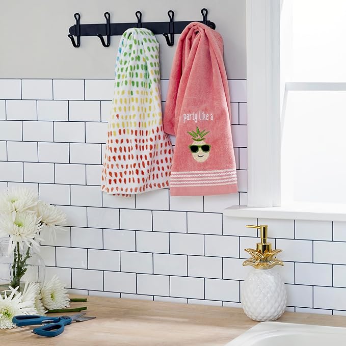 SKL HOME by Saturday Knight Ltd. Party Pineapple 2 Pc Hand Towel Set, Coral Pink