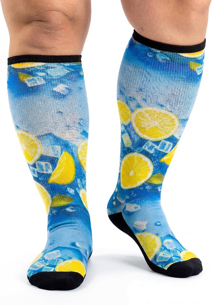 Extra Wide Diabetic Socks for Swollen Feet Men Women Non Binding Soft Stretch Colorful Design