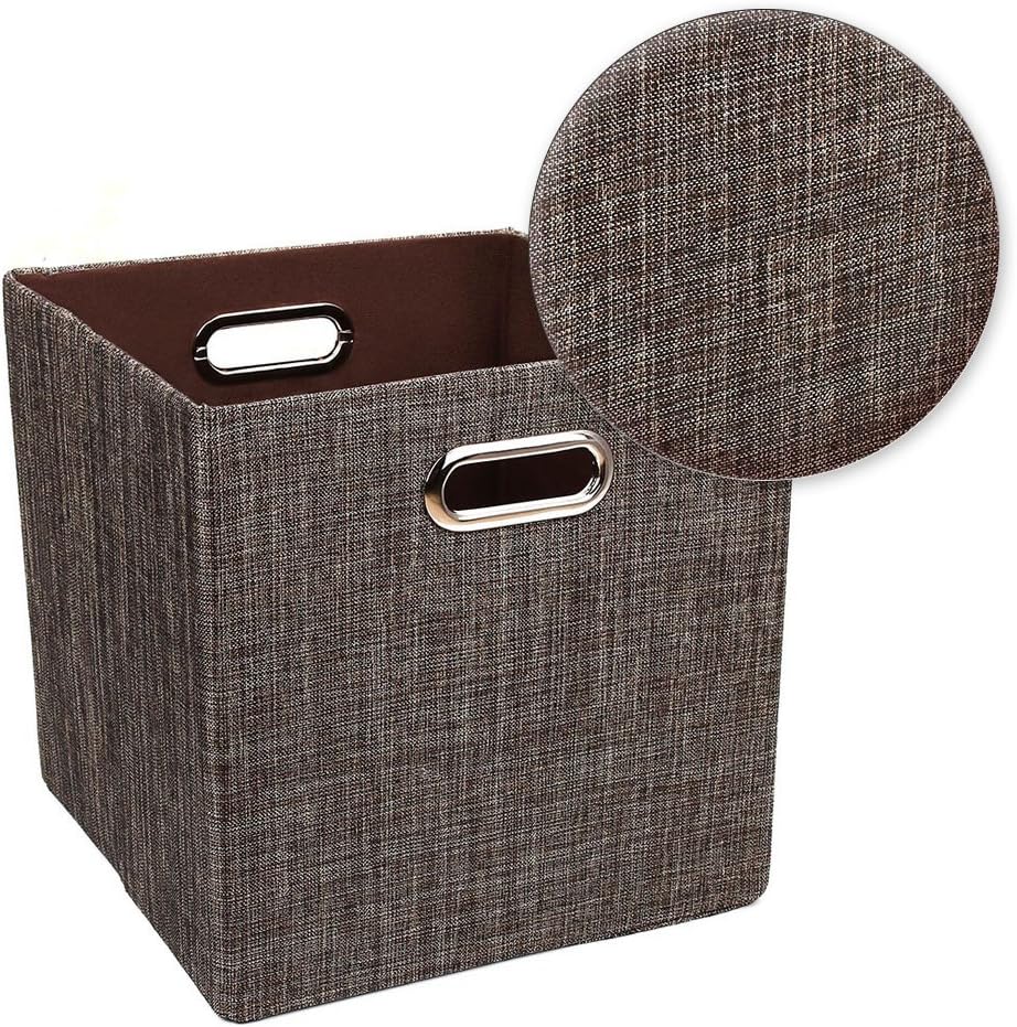 Storage Bins Cube Containers Boxes,Thick and Heavy Duty Fabric Drawers, 11×11 inch- Set of 4,Brown