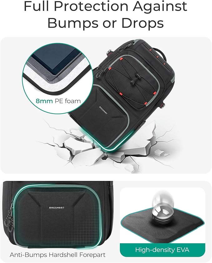 BAGSMART Camera Bag for Photographers, Professional Camera Bag Fits up to 15.6" Laptop, DSLR/Drones/Tripod Camera Case with Rain Cover, Grey