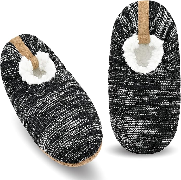Keyela Mens Slipper Socks With Non Skid Bottoms, Warm Slipper Socks With Grippers For Men, Fuzzy House Slippers