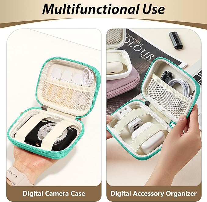 Digital Camera Case for CAMKORY, KODAK PIXPRO FZ45/FZ55, Canon IXUS 285 HS, Lecran, Small Travel Compact Camera Holder with Mesh Pocket for Accessories SD Card (Peacock Green)