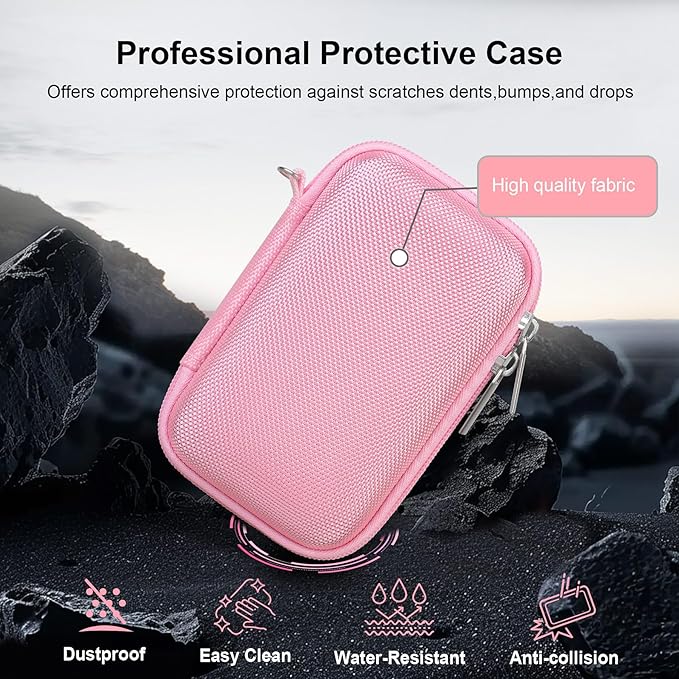 RAIALL Camera Case for Canon PowerShot SX740/ SX730/ SX720/ SX710/ SX620/ SX610 HS Digital Camera, SX740/ SX730 Vlogging Camera Travel Hard Bag, Mesh Pocket for Battery, SD Card and Cable, Pink