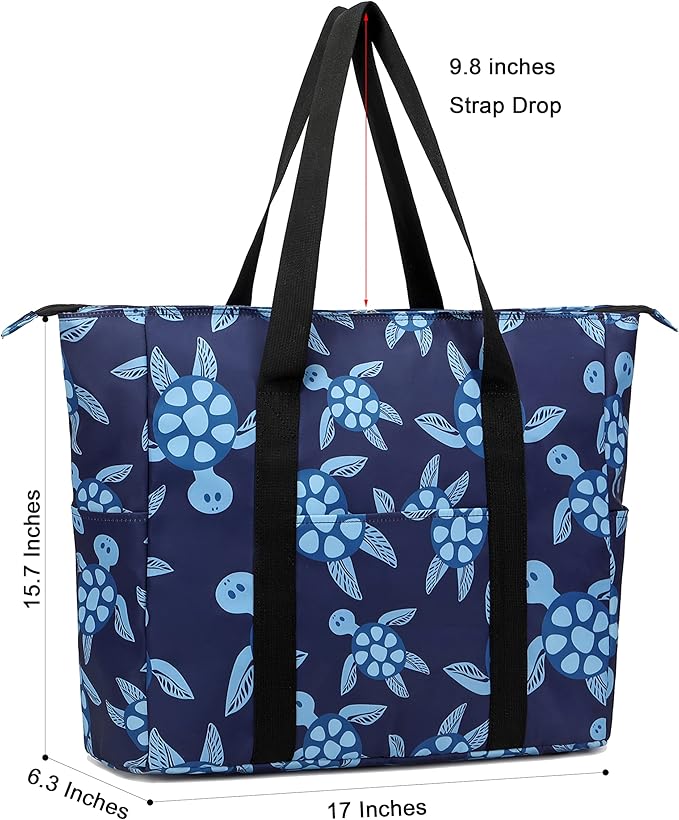 Octsky Large Beach Bags for Women - Waterproof Sandproof Beach Tote with Dual Zipper and Wet Pocket - 3 Outside Pockets