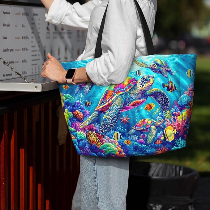 Large Beach Tote Bag Beach Bag Waterproof Sandproof Lightweight Women Tote