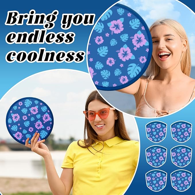30 Pcs Hawaii Party Favors Hawaiian Foldable Flying Disc Fans with Bags Summer Beach Pool Birthday Party Favors 9.8'' DIY Cooling Fan Colorful Goody Stuffers for End of The Year Gifts from Teacher