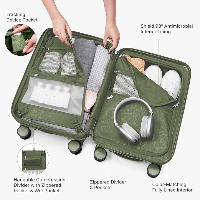 Traveler's Choice Edinburgh II Hardside Spinner Luggage, TSA Lock, Green, 25" Medium