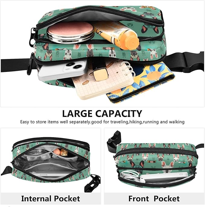 Kawaii French Bulldog Fanny Pack for Women Men Water Resistant Fashion Waist Packs with Adjustable Strap Belt Bag for Travel Workout Jogging Hiking 21219312