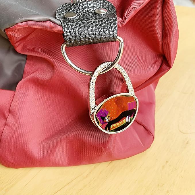 KSMD Animal Design Purse Hooks for Table and Bars,Portable Purse Hanger Organizers Hooks Handbag Holder Pocketbook Holder Bag Storage for Desk Bag Hook,Foldable Folding Table Hook Hanger (Lonely Cat)