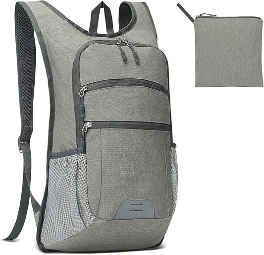 20L Lightweight Hiking Daypack, Foldable Travel Packable Backpack for Men Women for Cycling Camping Outdoor (Gray)