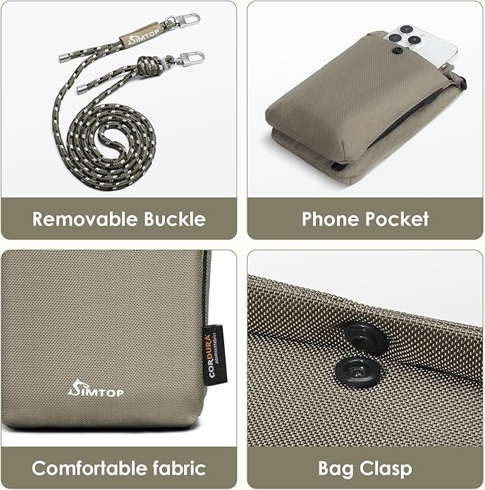 SIMTOP Small Crossbody Bag Cell Phone Purse for Women Lightweight RFID Anti-Theft Water-Resistant Adjustable Strap Phone/Keys