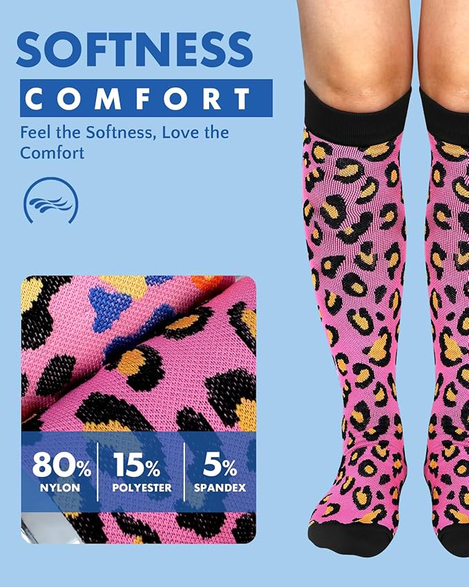 2Packs Compression Socks for Women - 15-20 mmHg Graduated Circulation Support for Nurses, Athletes and Travel