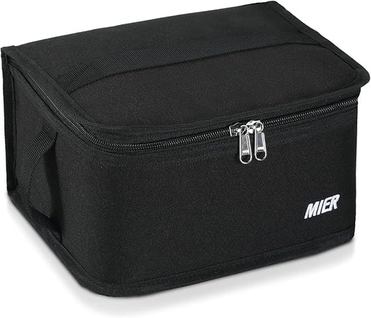 MIER Insulated Lunch Box for Men Women Kids Portable Small Lunch Bag 9 CAN Compact Thermal Mini Cooler for School Work Picnic, Black