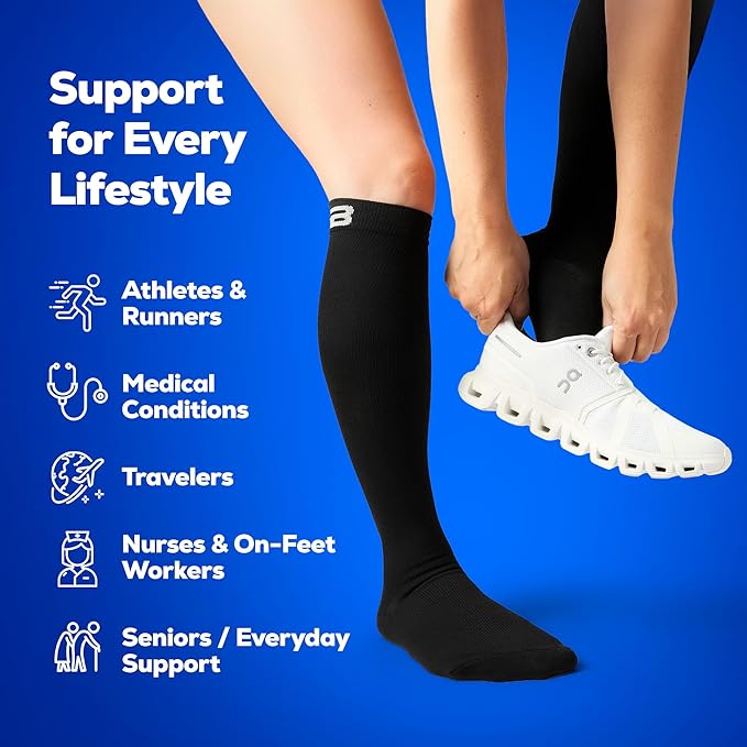 SB SOX Lite Compression Socks for Men & Women (15-20mmHg) – Best Compression Socks for Travel, Sports, and Daily Wear - XXL Sizes too!