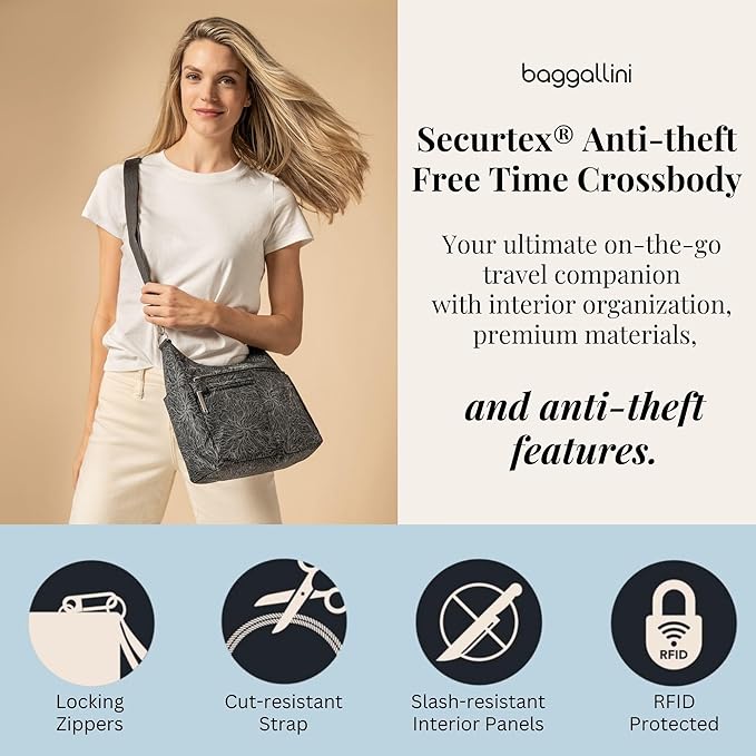 Baggallini Women's Securtex Anti-theft Free Time Crossbody Bag | Securtex, Anti-Theft